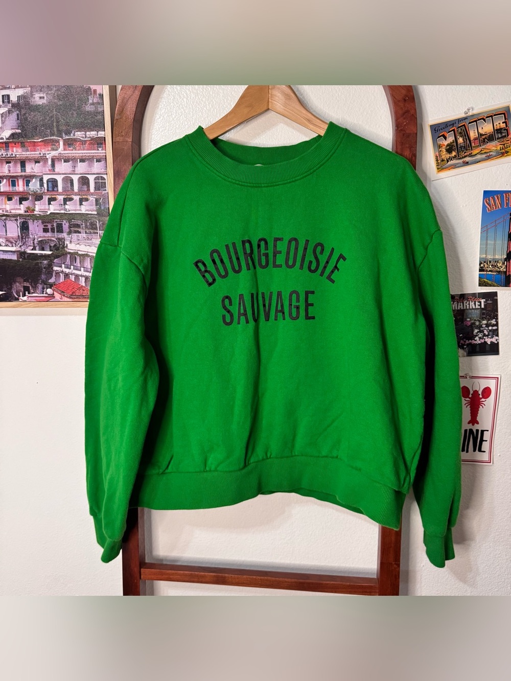 Clare V x Monoprix Bourgeoisie Sauvage Green Crewneck Sweatshirt